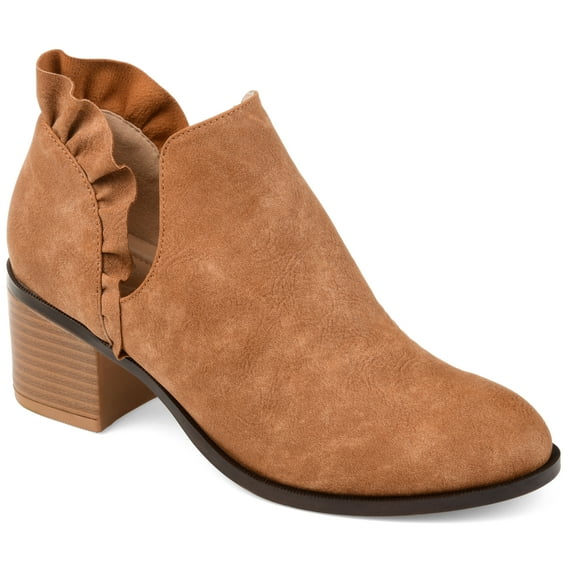 Journee Womens Lennie Slip On Stacked Heel Booties