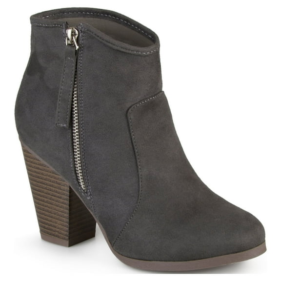 Journee Womens Link Outside Zip Stacked Heel Booties, Widths Available
