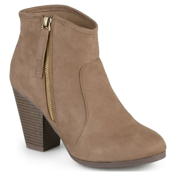 Journee Womens Link Outside Zip Stacked Heel Booties, Widths Available