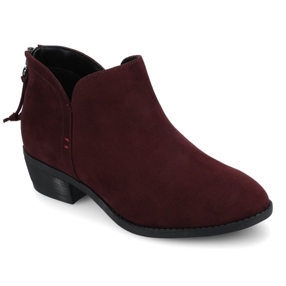 Journee Womens Livvy Back Heel Zip Stacked Heel Booties, Widths Available