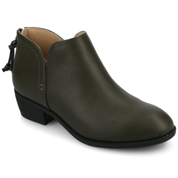 Journee Womens Livvy Back Heel Zip Stacked Heel Booties, Widths Available