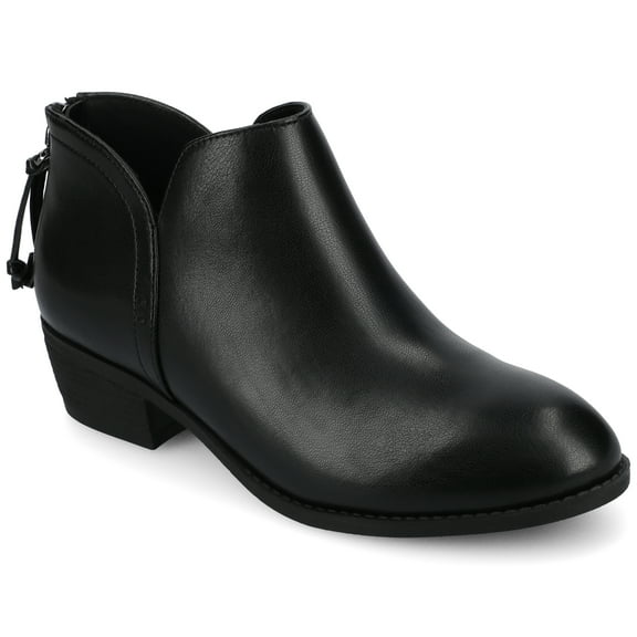 Journee Womens Livvy Back Heel Zip Stacked Heel Booties, Widths Available