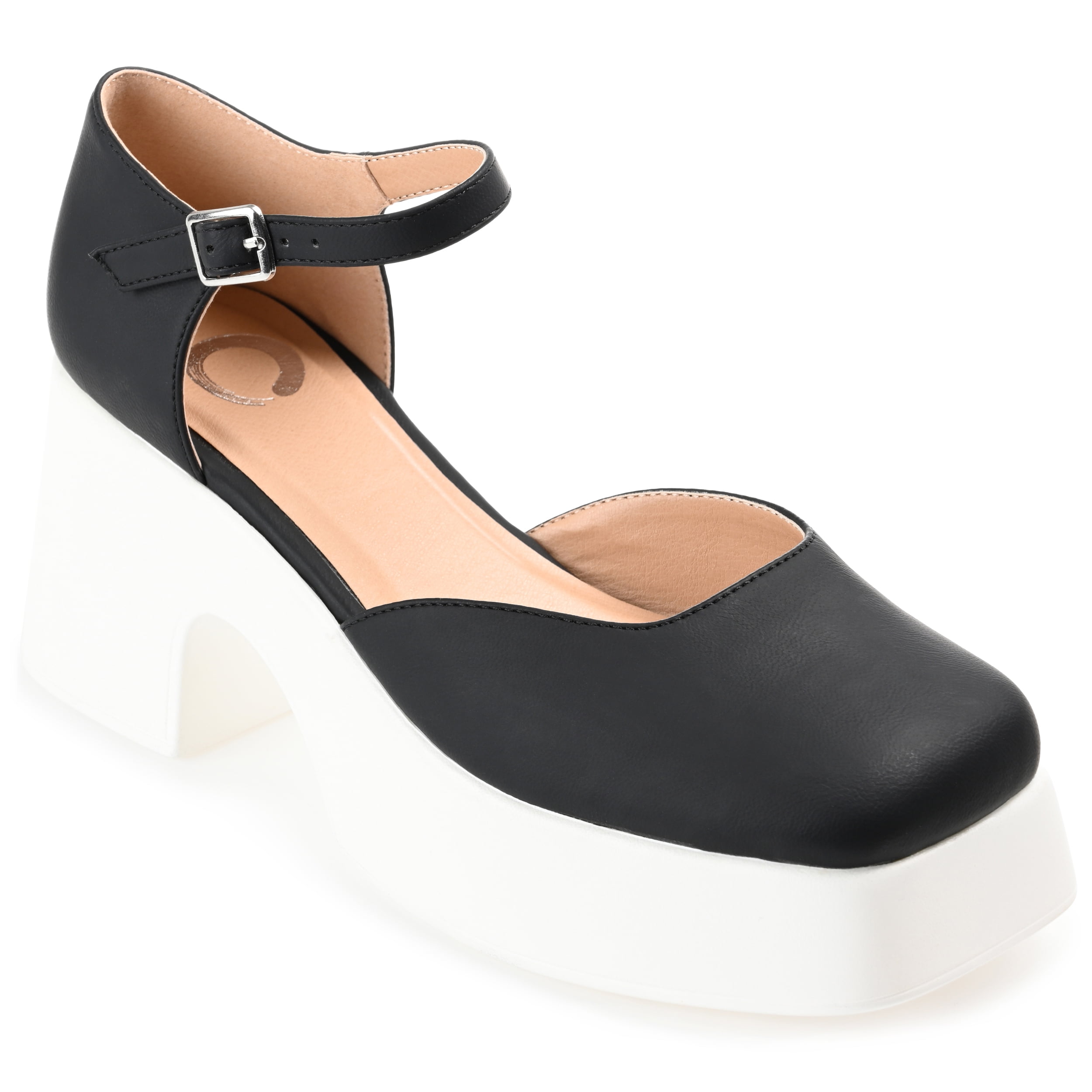 Journee Womens Lizaa Square Toe Ankle Strap Sporty Platform