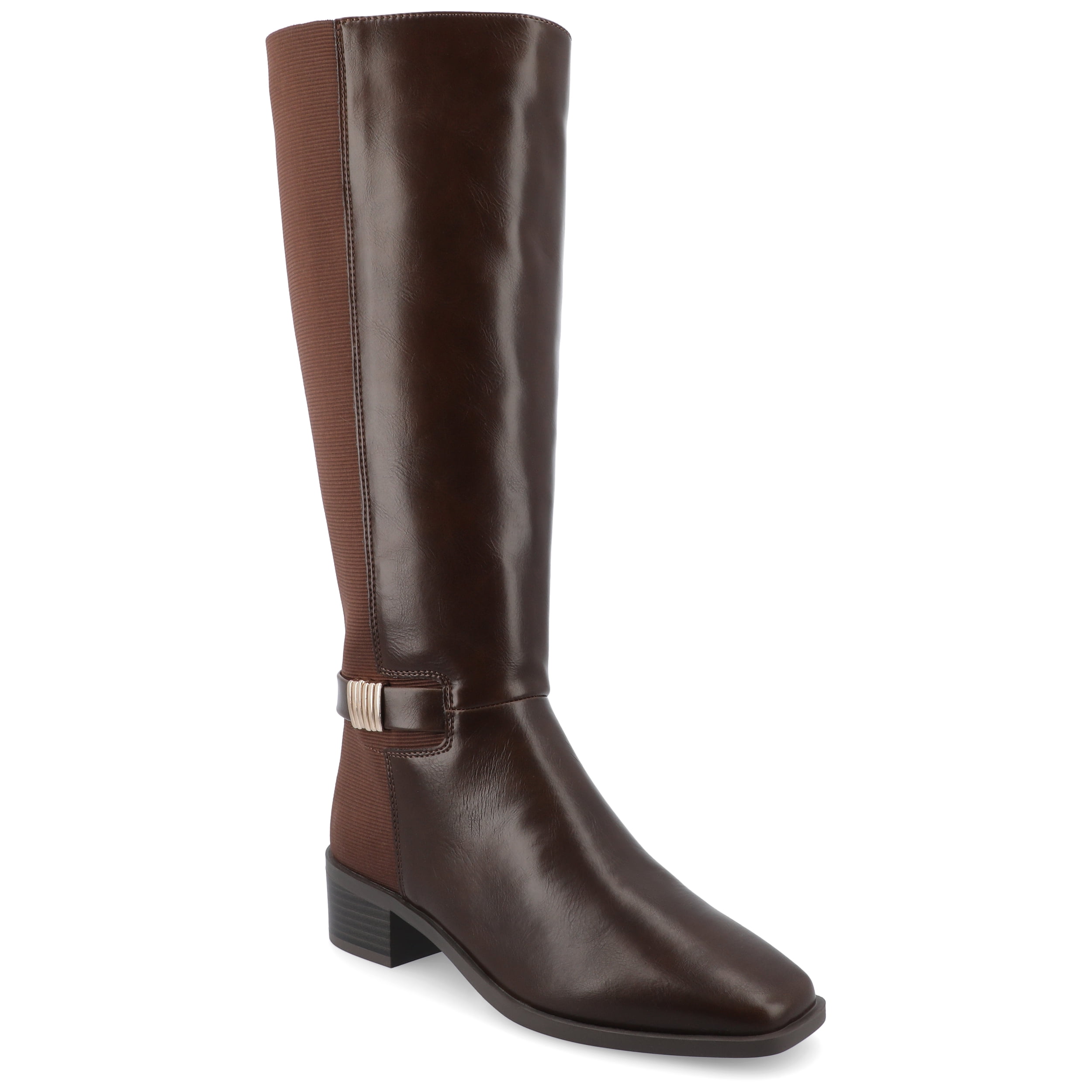 Journee Womens Londyn Stacked Block Heel Square Toe Boots