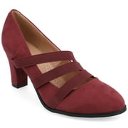 Journee Womens Loren Comfort Insole Round Toe Mid Block Heel Pumps, Widths Available