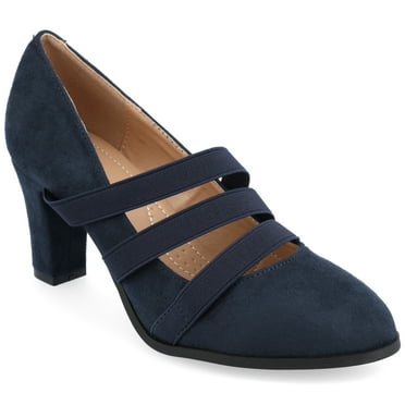 Journee Womens Loren Comfort Insole Round Toe Mid Block Heel Pumps, Widths Available