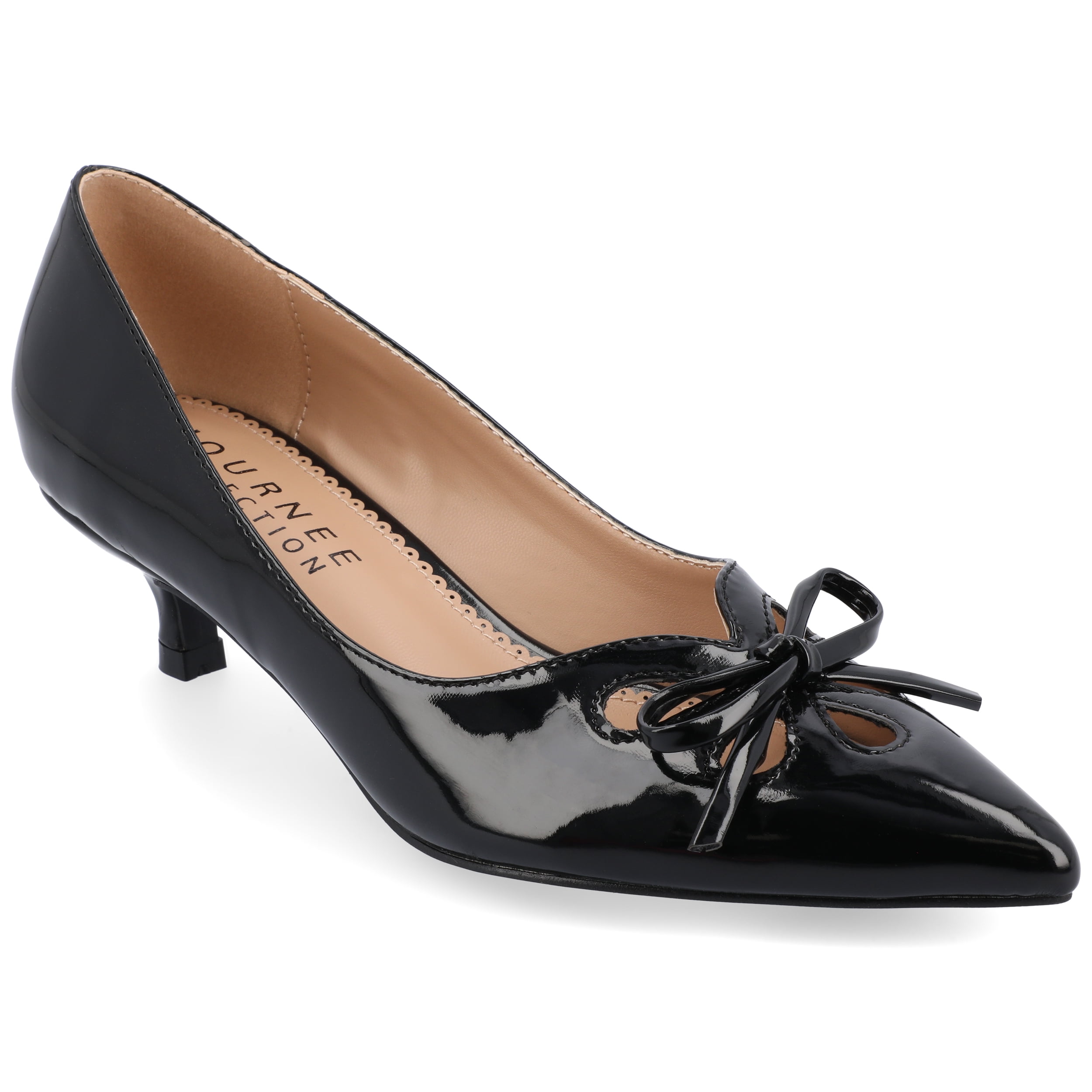 Journee Womens Lutana Pointed Toe Kitten Heel Pumps, Widths Available