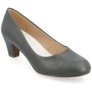 Journee Womens Luu Comfort Insole Round Toe Low Block Heel Pumps, Widths Available