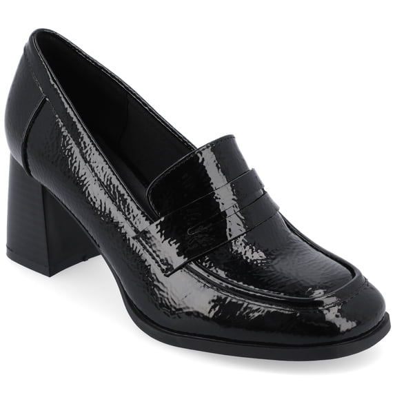 Journee Womens Malleah Loafer Style Stacked Heel Pumps, Widths Available