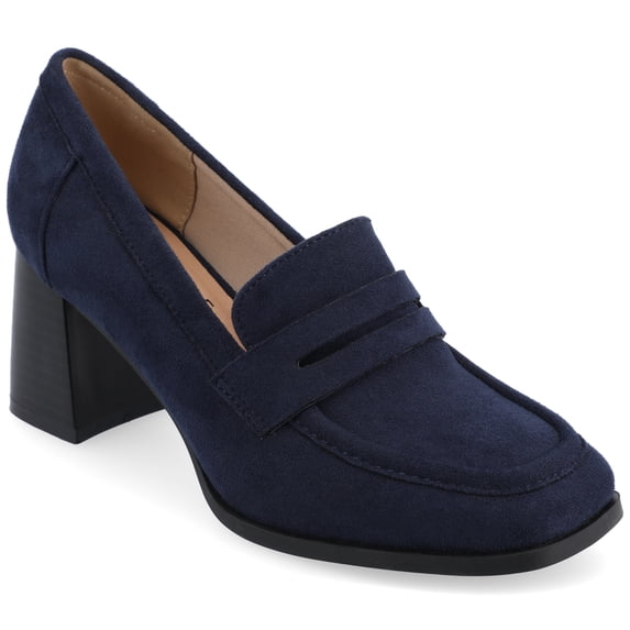 Journee Womens Malleah Loafer Style Stacked Heel Pumps, Widths Available