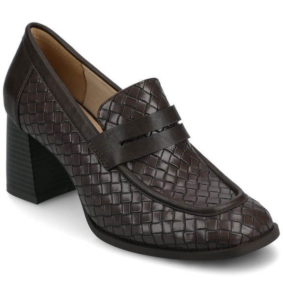 Journee Womens Malleah Loafer Style Stacked Heel Pumps, Widths Available