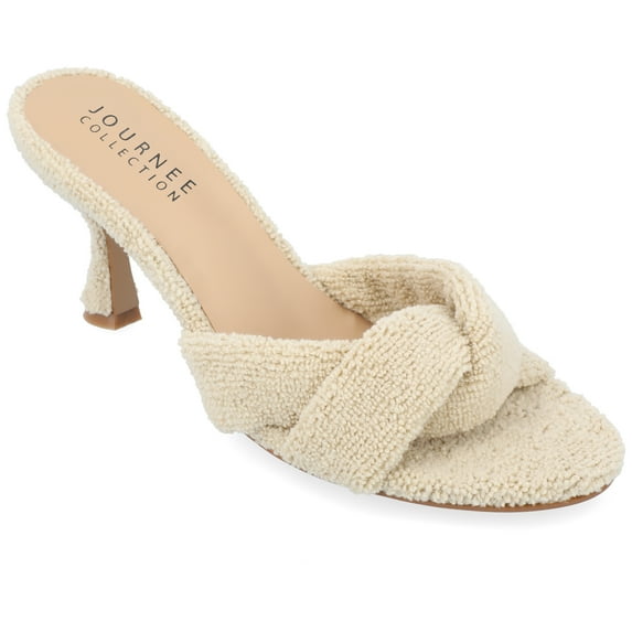 Journee Womens Mannon Soft Terry Cloth Slip On Open Toe Sandals