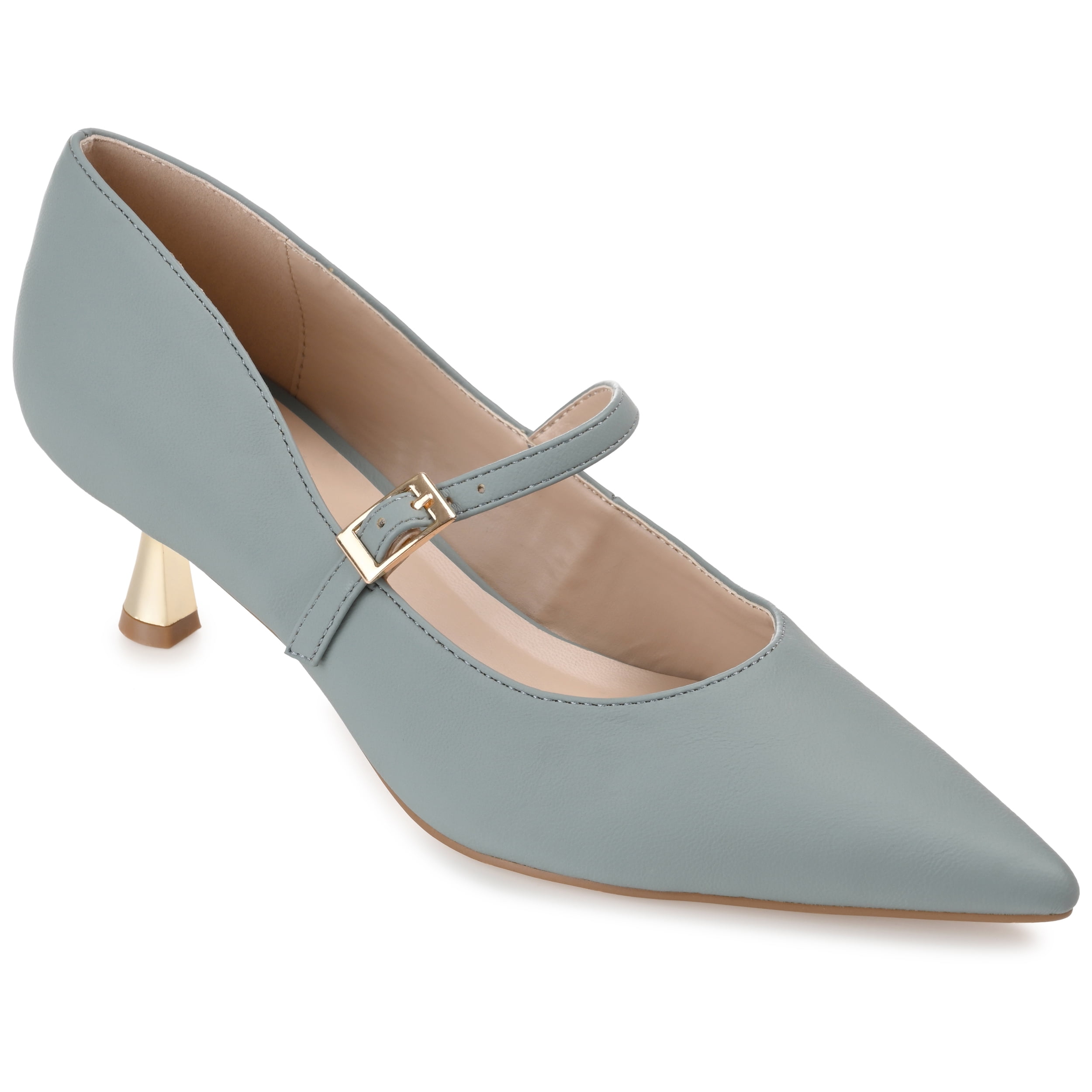 Journee Womens Manza Kitten Heel Mary Jane Pointed Toe Pumps, Widths Available
