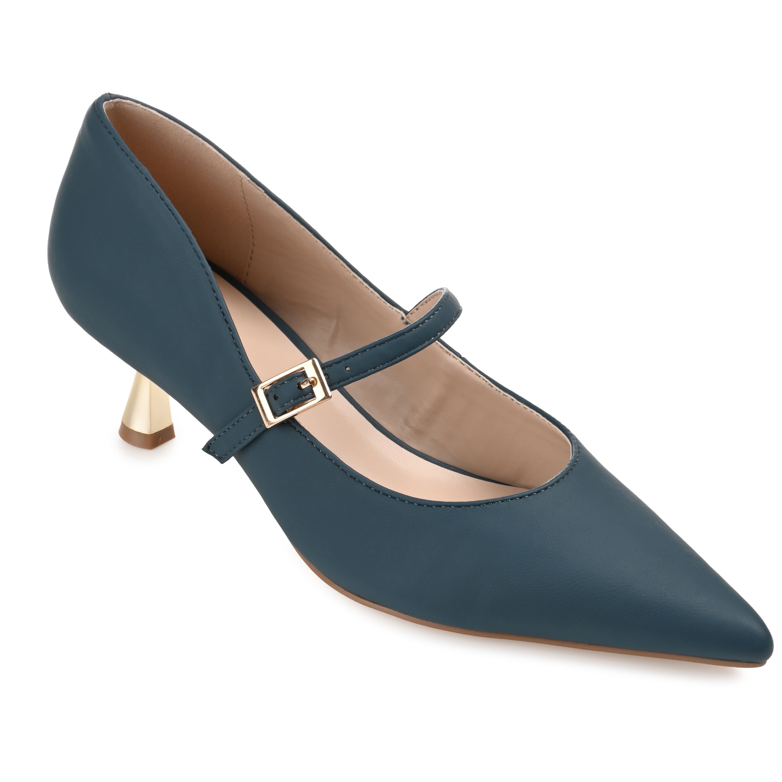 Journee Womens Manza Kitten Heel Mary Jane Pointed Toe Pumps, Widths Available
