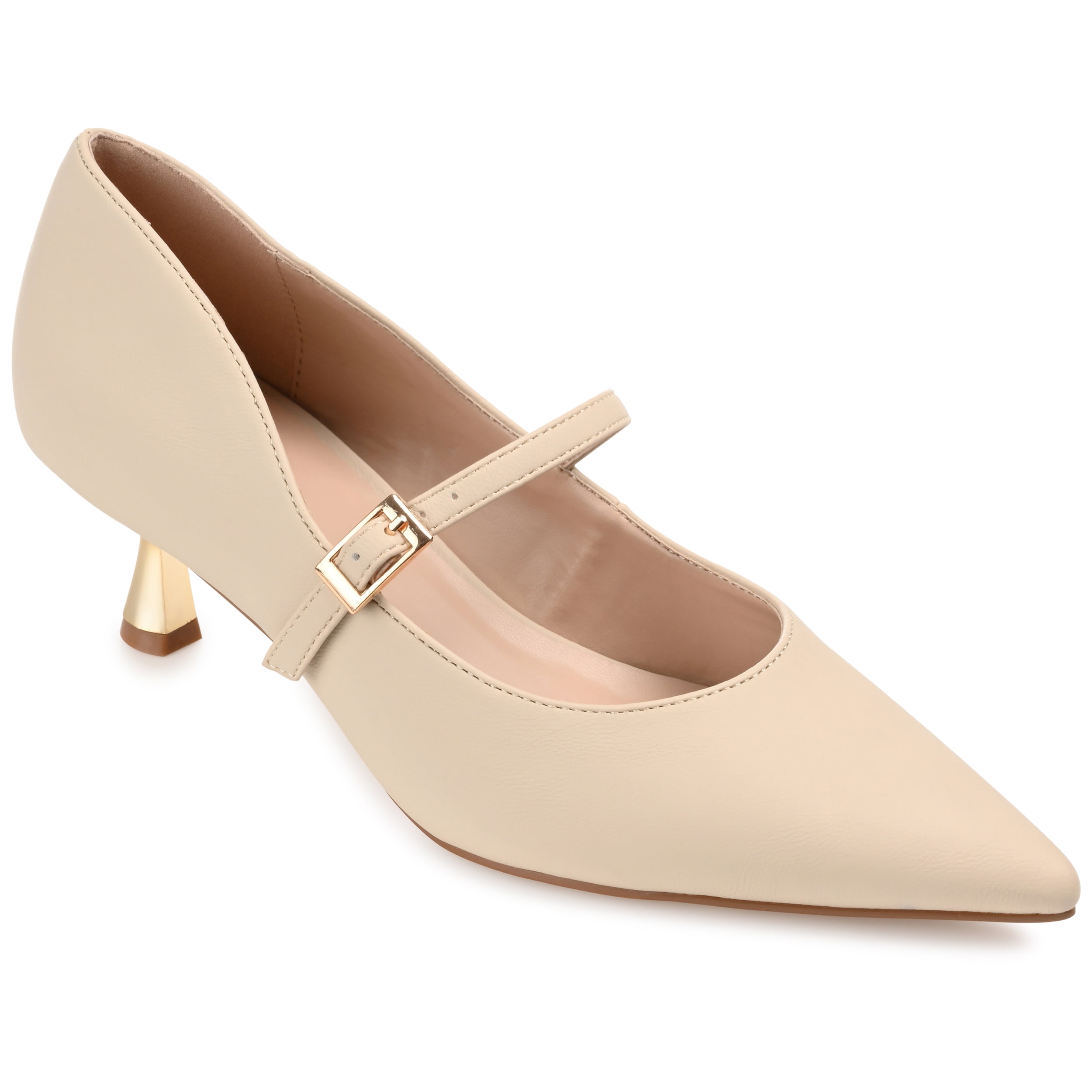 Journee Womens Manza Kitten Heel Mary Jane Pointed Toe Pumps, Widths Available