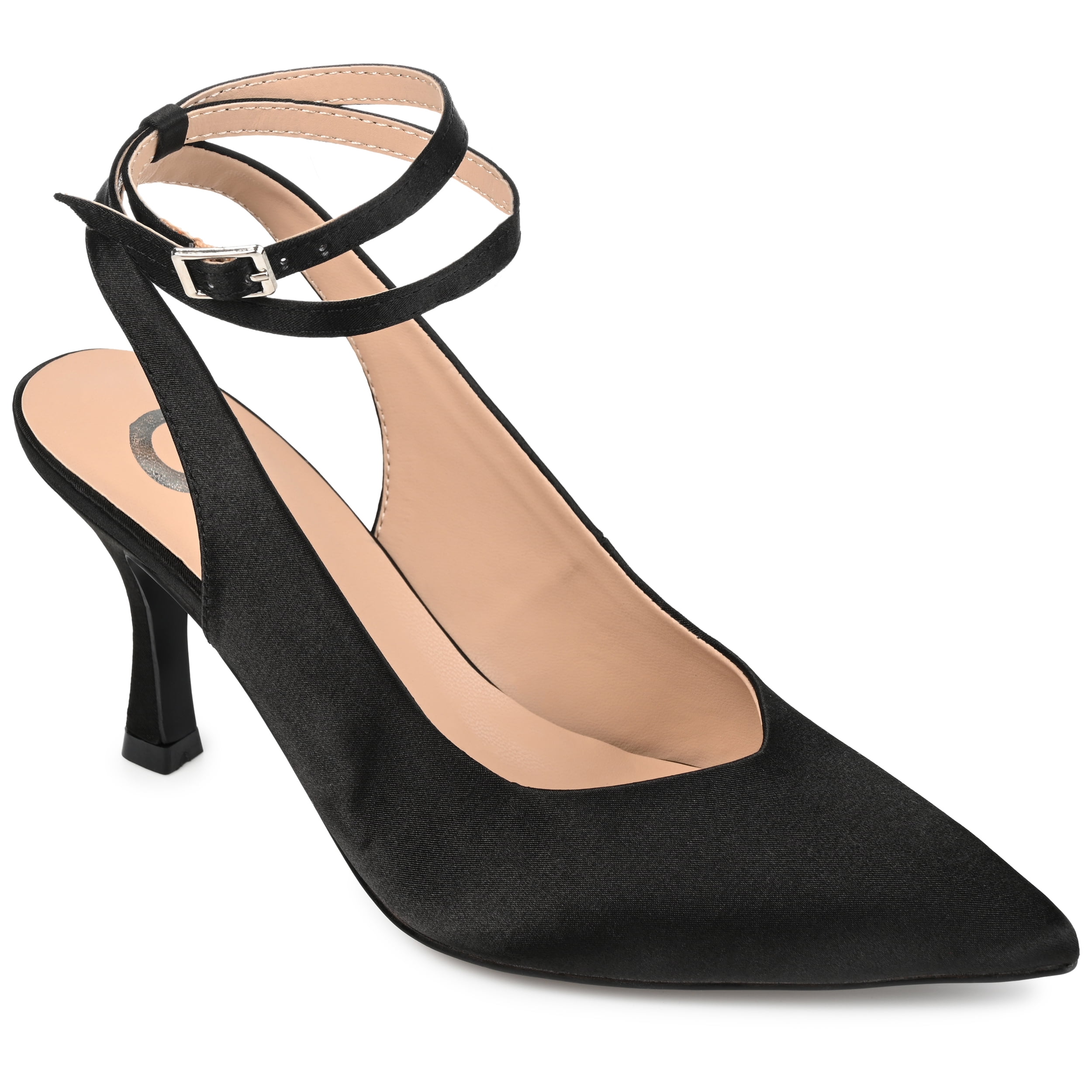 Journee Womens Marcella Buckle Mid Stiletto Pointed Toe Pumps, Widths Available