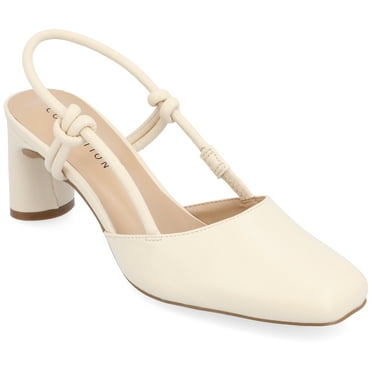 Journee Womens Margeene Sling Back Covered Block Heel Pumps