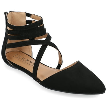 Journee Womens Marlee Back Heel Zip Pointed Toe Cage Flats