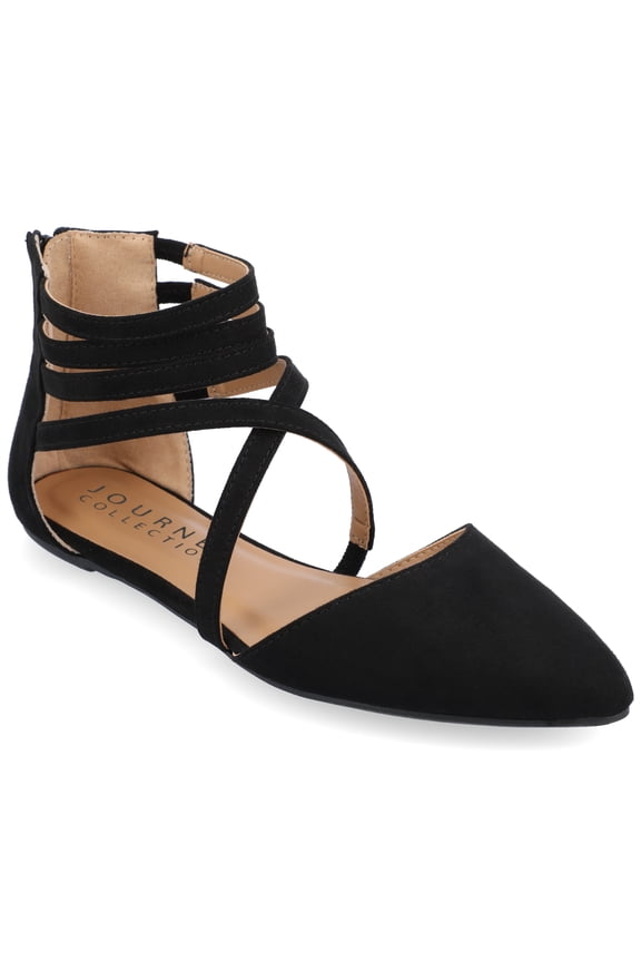 Womens Marlee Back Heel Zip Pointed Toe Cage Flats