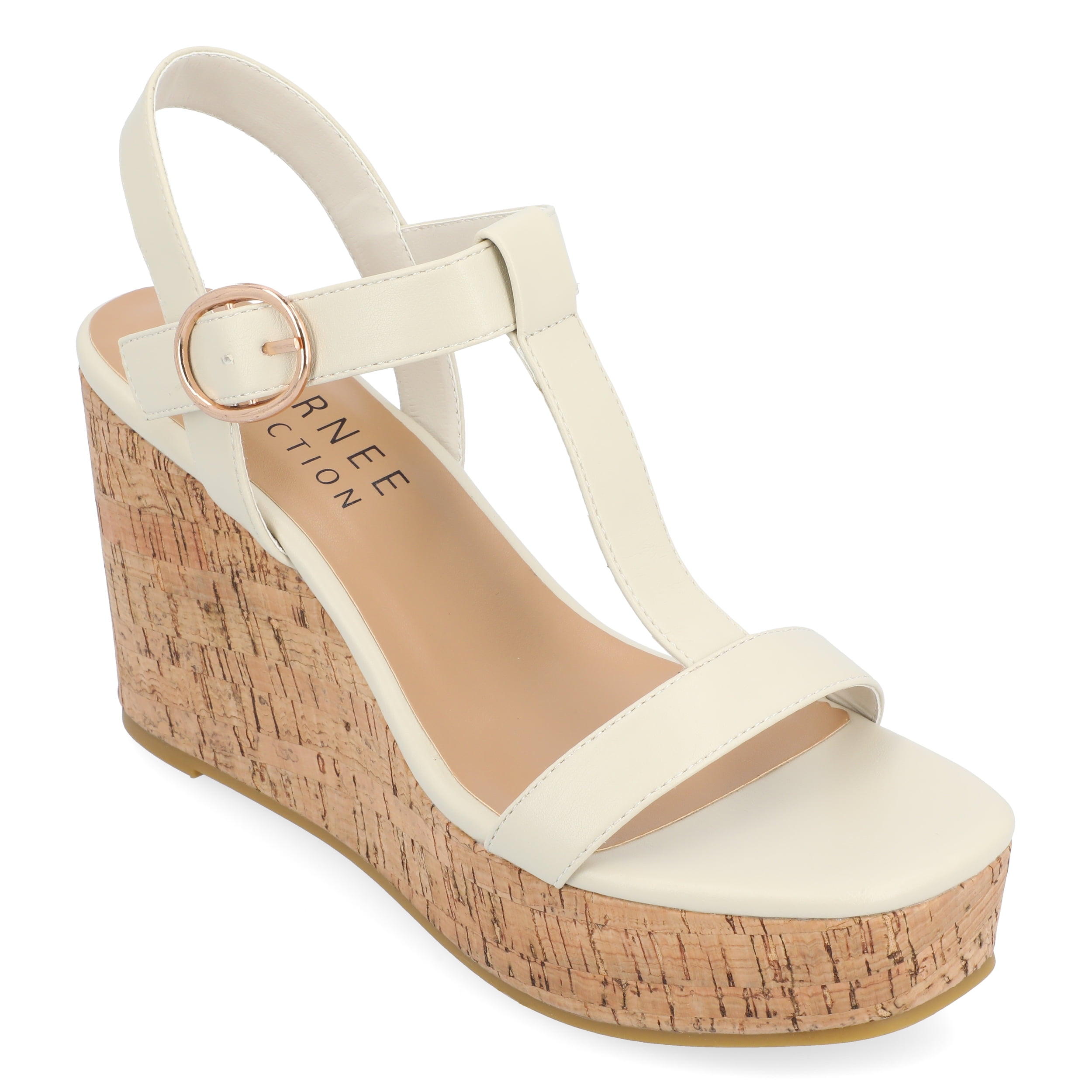 Journee Womens Matildaa Buckle Platform Wedge Sandals