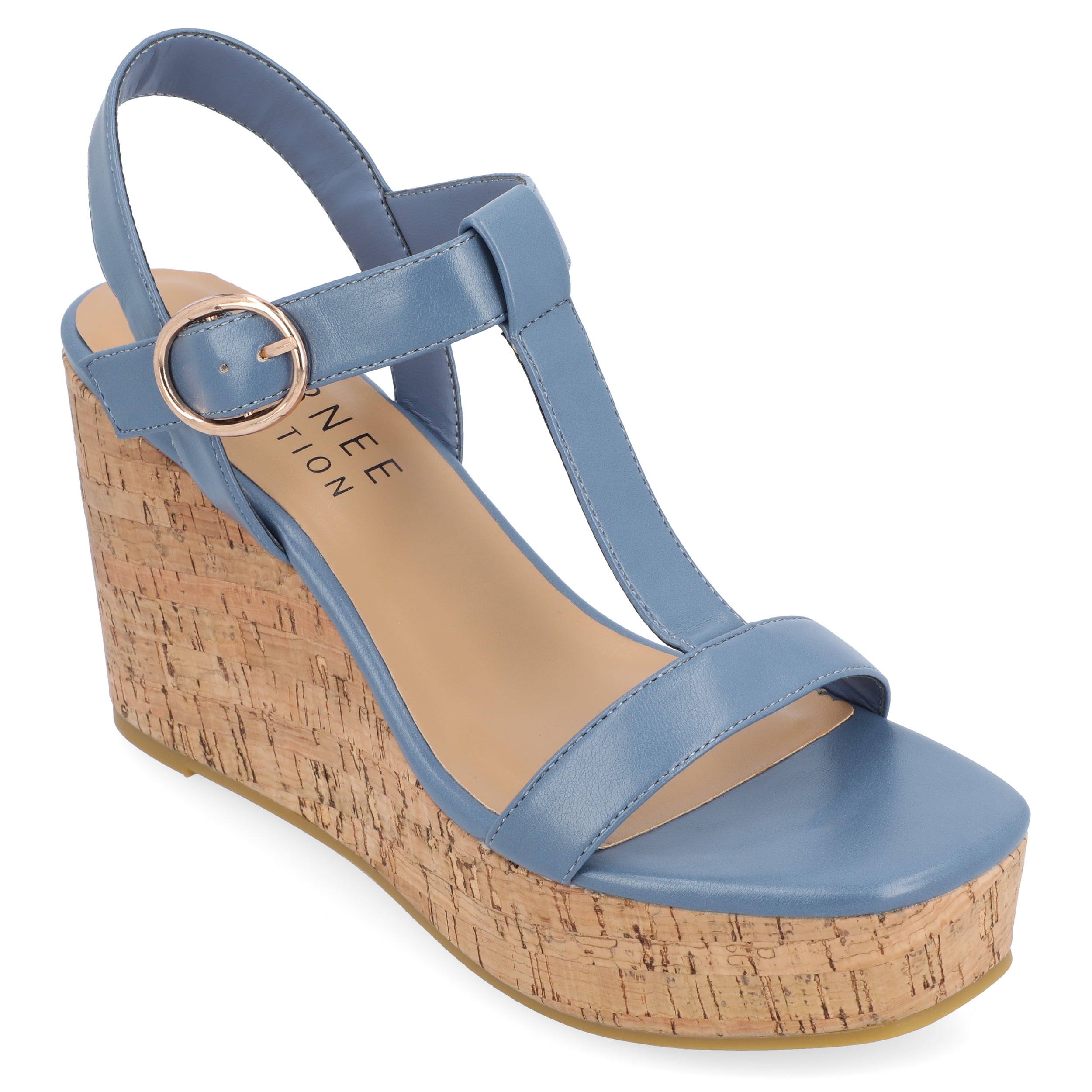 Journee Womens Matildaa Buckle Platform Wedge Sandals