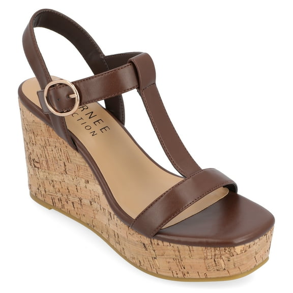 Journee Womens Matildaa Buckle Platform Wedge Sandals
