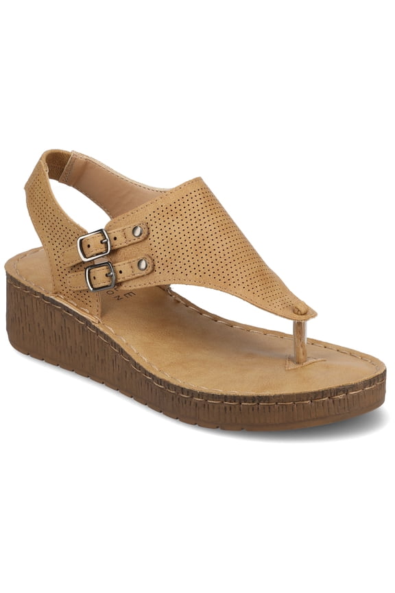 Womens Mckell Wedge Heel Buckle Sandals