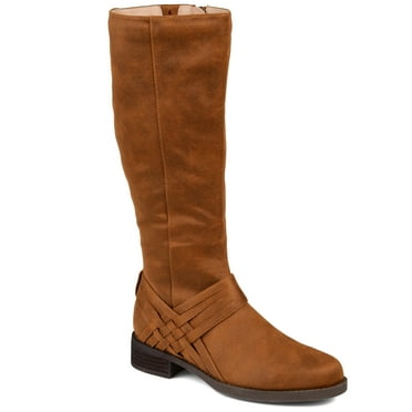 Journee Womens Meg Wide Calf Stacked Heel Riding Boots
