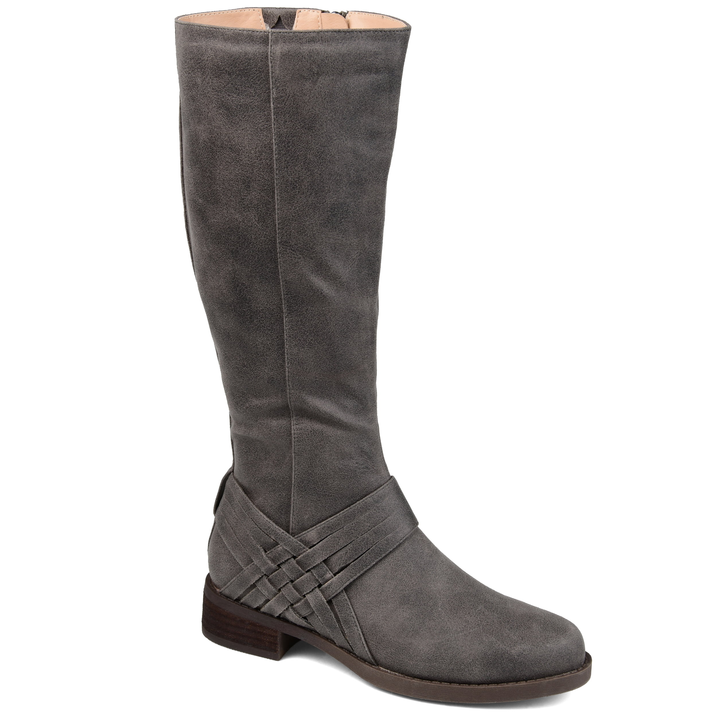 Journee Womens Meg Wide Calf Stacked Heel Riding Boots
