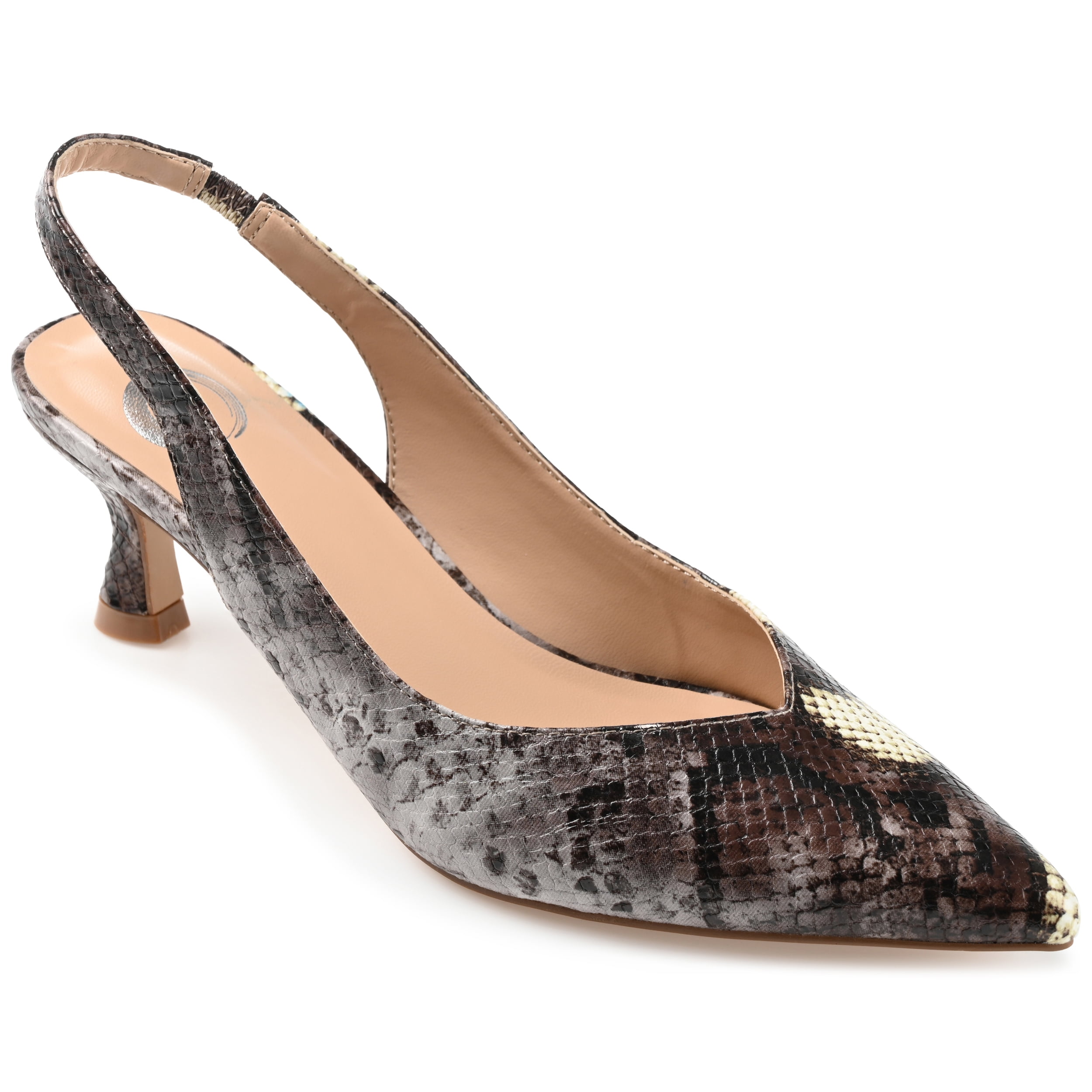 Journee Womens Mikoa Kitten Heel Sling Back Pointed Toe Pumps, Widths Available