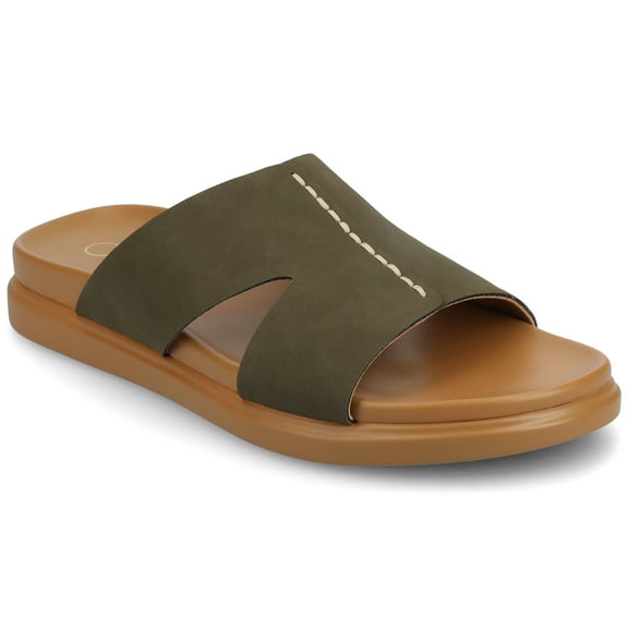 Journee Womens Misey Single Band Slip On Sandals