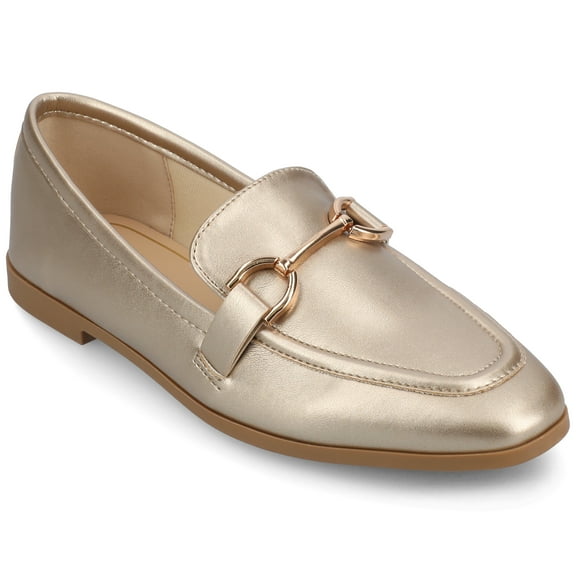 Journee Womens Mizza Loafer Slip On Square Toe Dress Flats, Widths Available