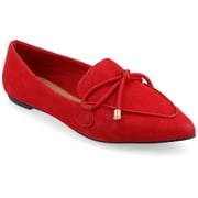 Journee Womens Muriel Slip On Pointed Toe Loafer Dress Flats