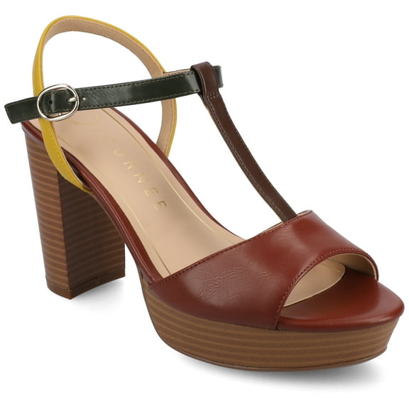 Journee Womens Nalie T-Strap Platform Dress Sandals