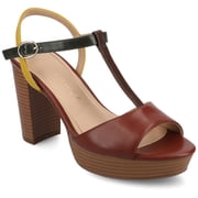 Journee Womens Nalie T-Strap Platform Dress Sandals