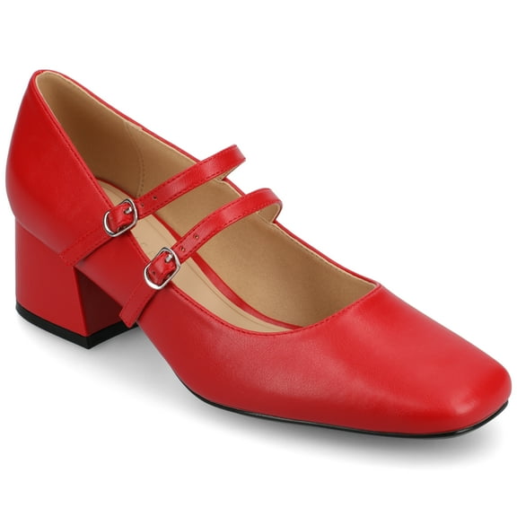 Journee Womens Nally Faux Leather Mary Jane Pumps