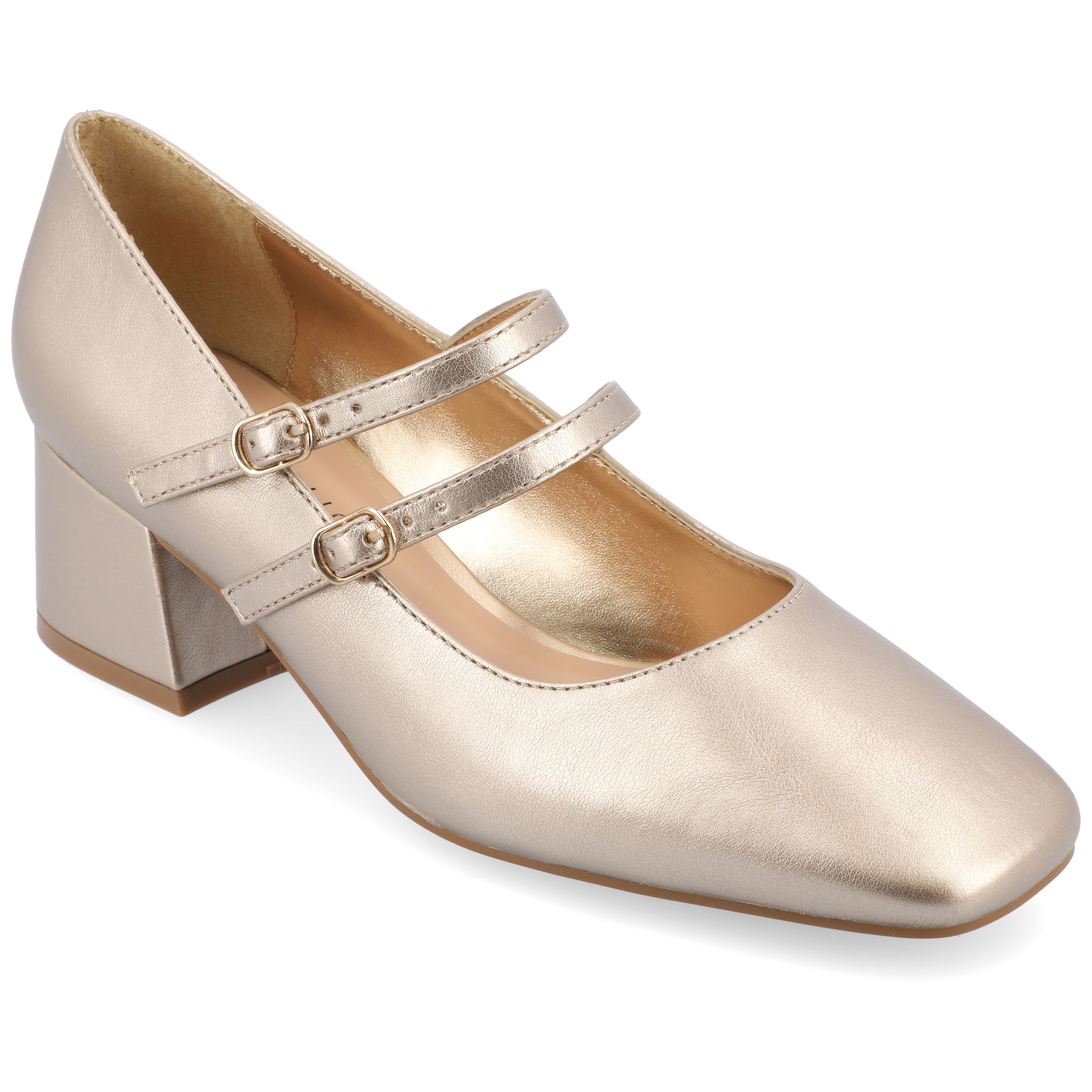 Journee Womens Nally Faux Leather Mary Jane Pumps