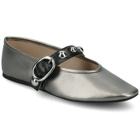 Journee Womens Naveah Studded Pointed Toe Casual Comfort Ballet Flats