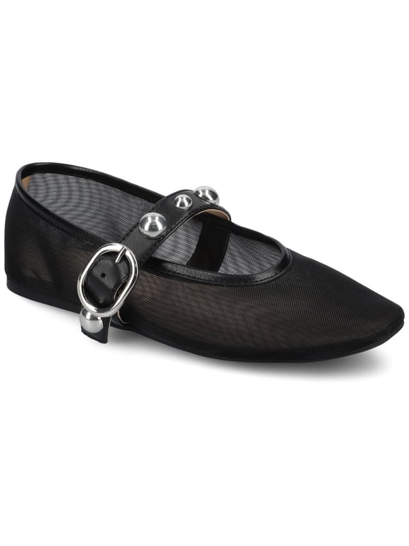 Womens Naveah Studded Pointed Toe Casual Comfort Ballet Flats