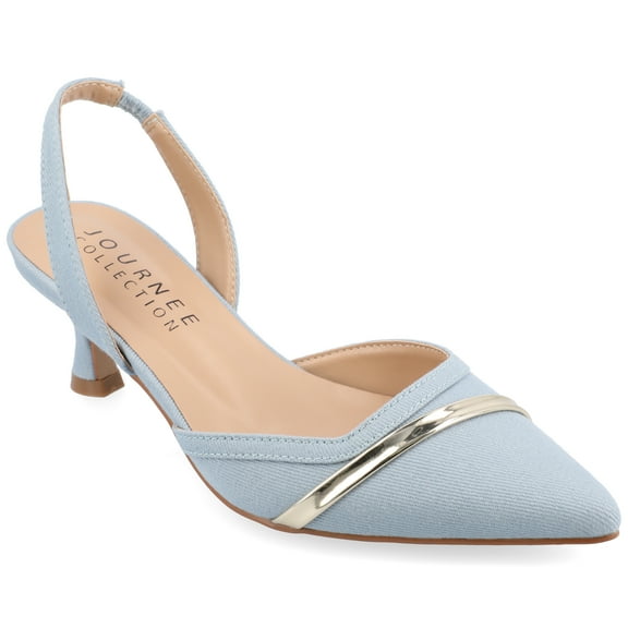 Journee Womens Nellia Slip On Kitten Heel Mule Pumps, Widths Available
