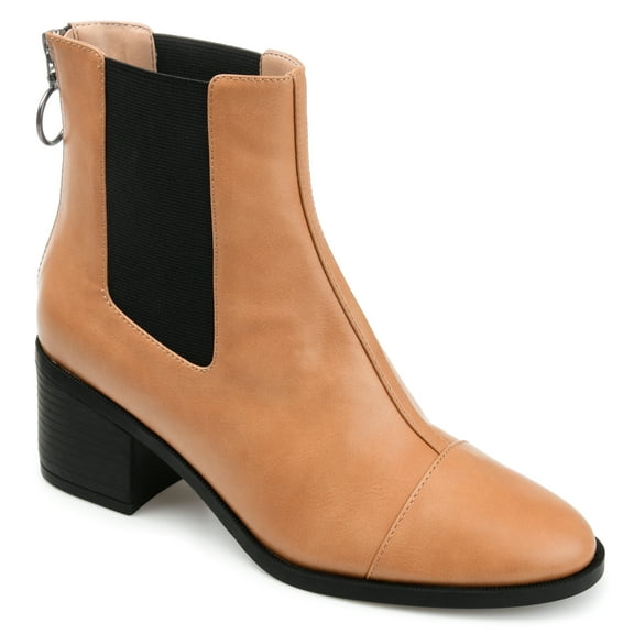 Journee Womens Nigella Back Heel Zip Stacked Heel Booties