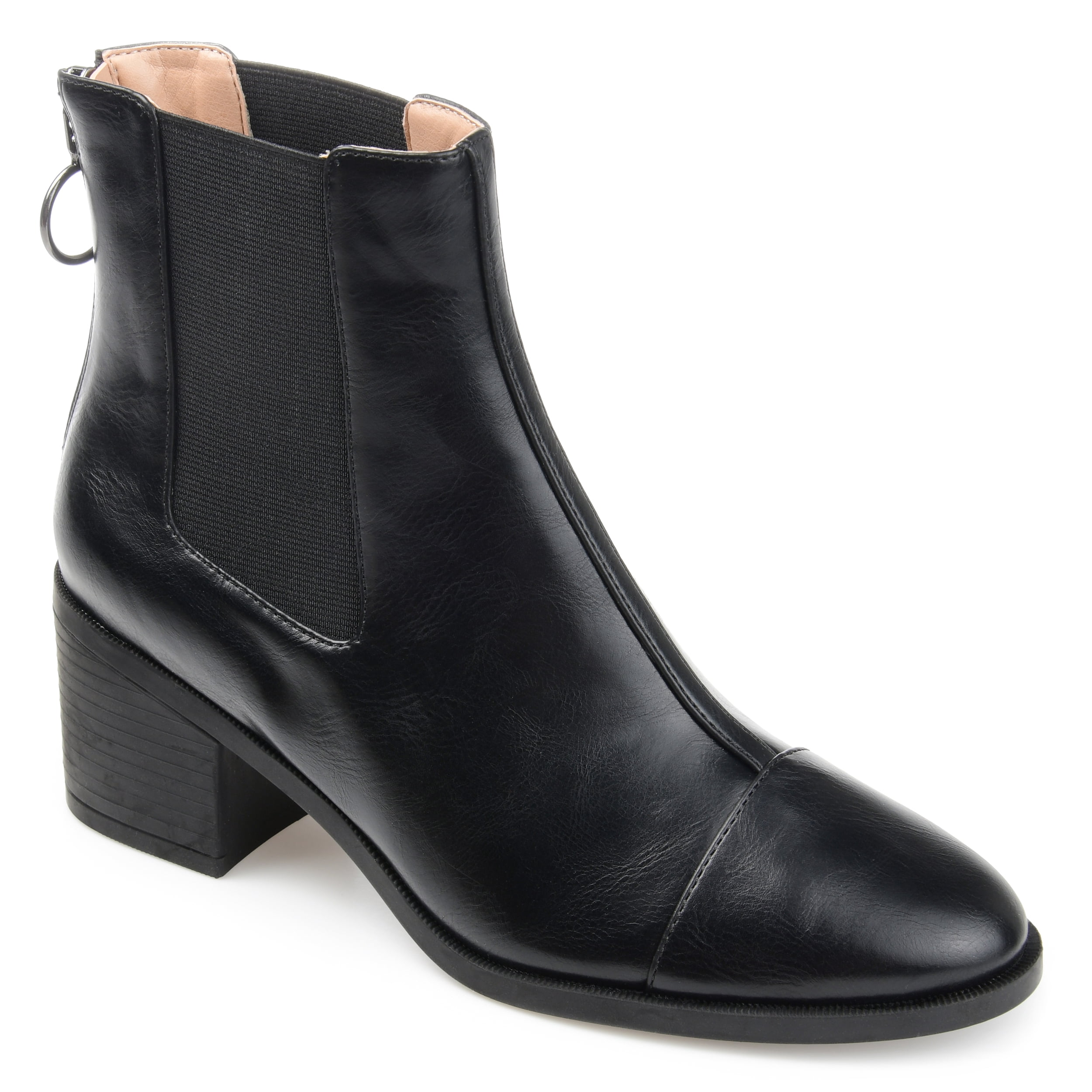 Journee Womens Nigella Back Heel Zip Stacked Heel Booties