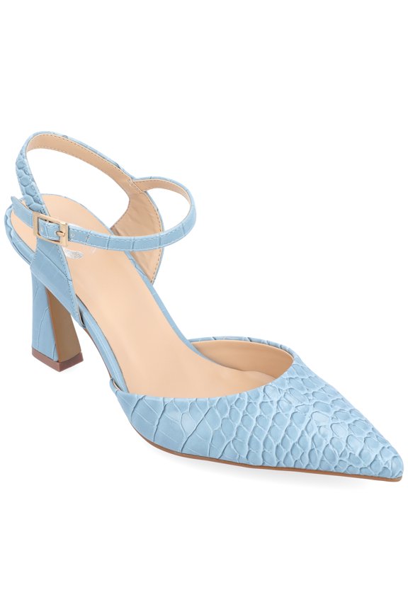 Womens Nixey Croco Texture Buckle Pointed Toe Pumps, Widths Available