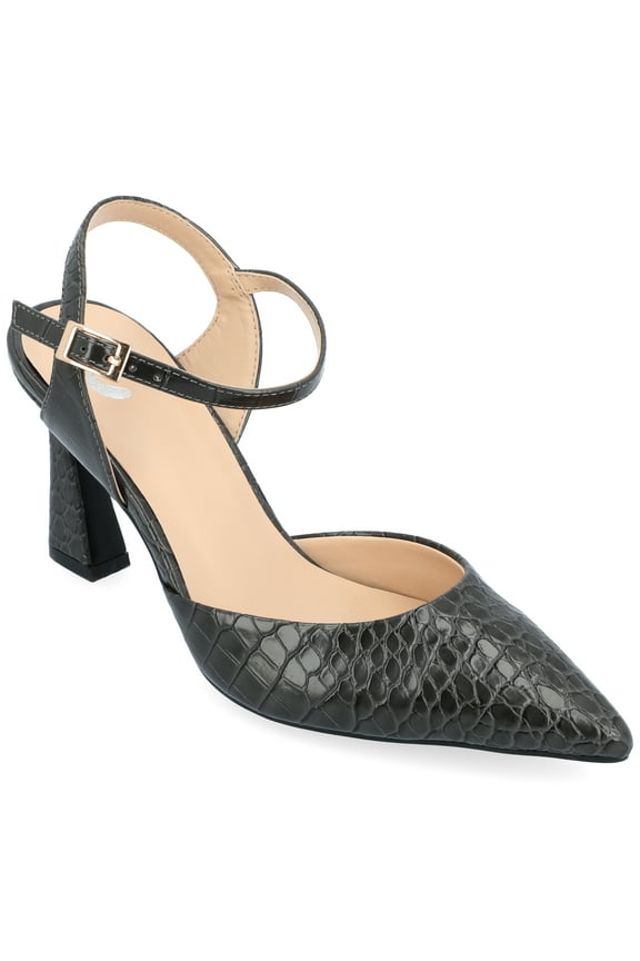 Womens Nixey Croco Texture Buckle Pointed Toe Pumps, Widths Available