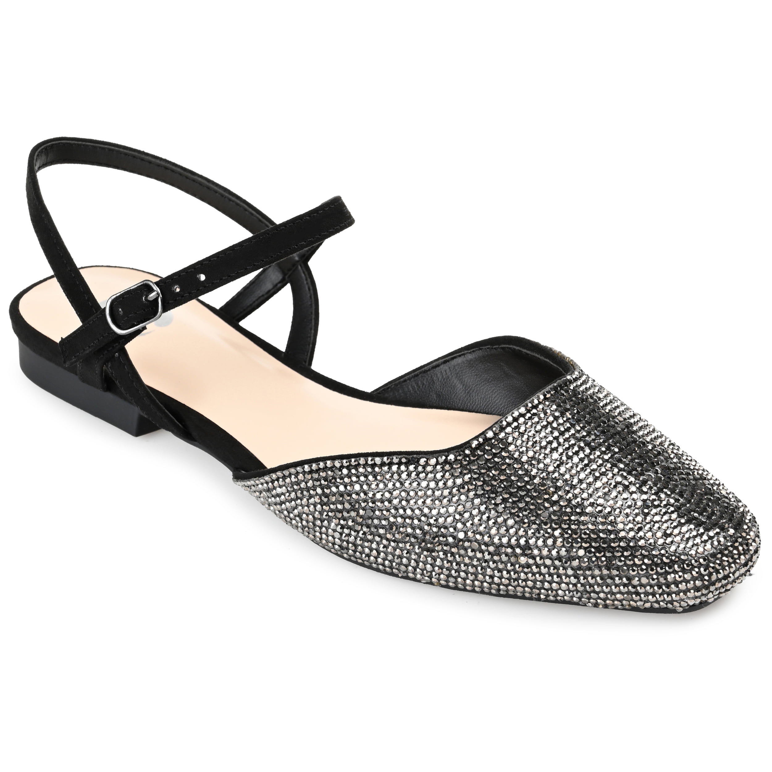 Journee Womens Nysha Buckle Square Toe Ballet Evening Dress Flats