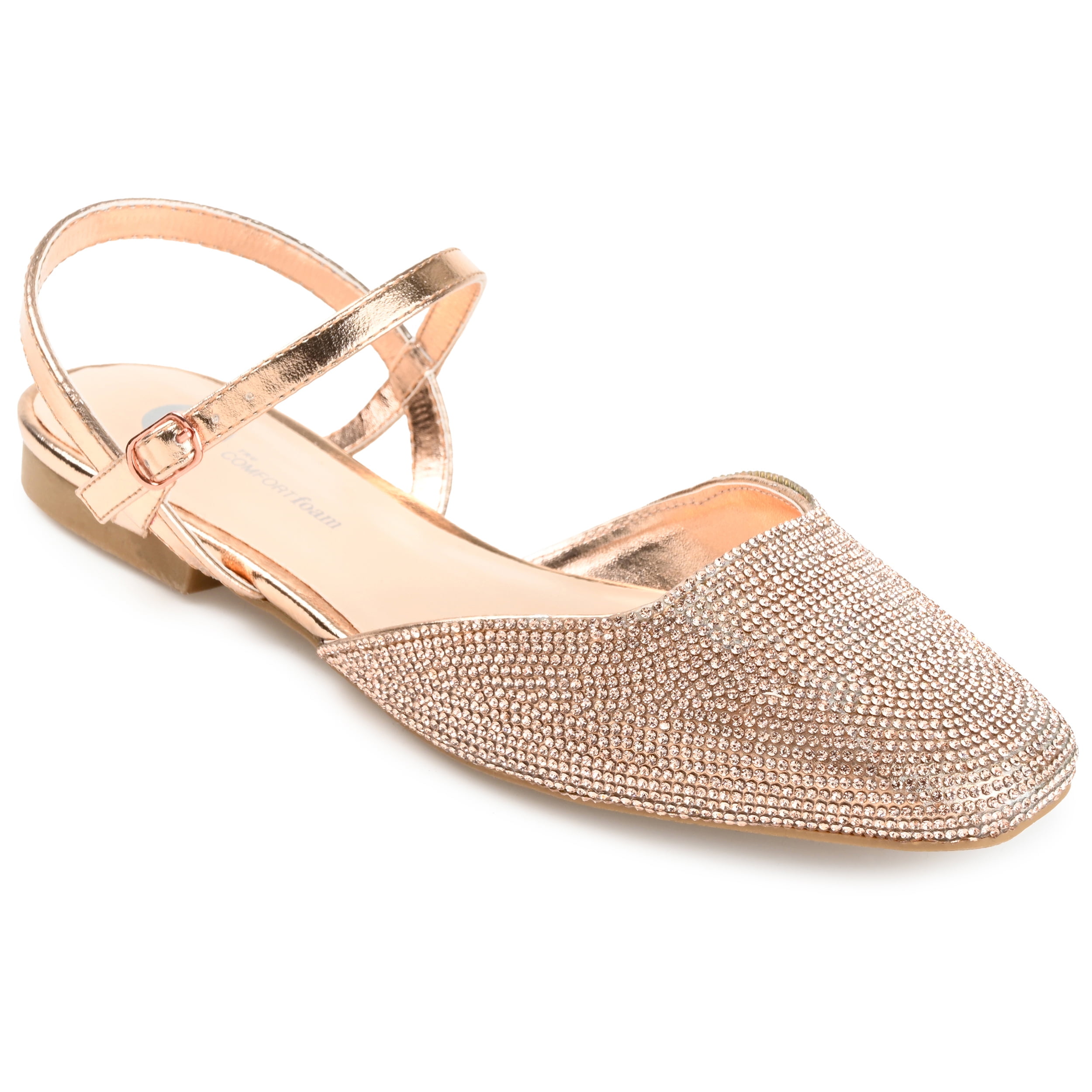 Journee Womens Nysha Narrow Width Buckle Square Toe Ballet Flats