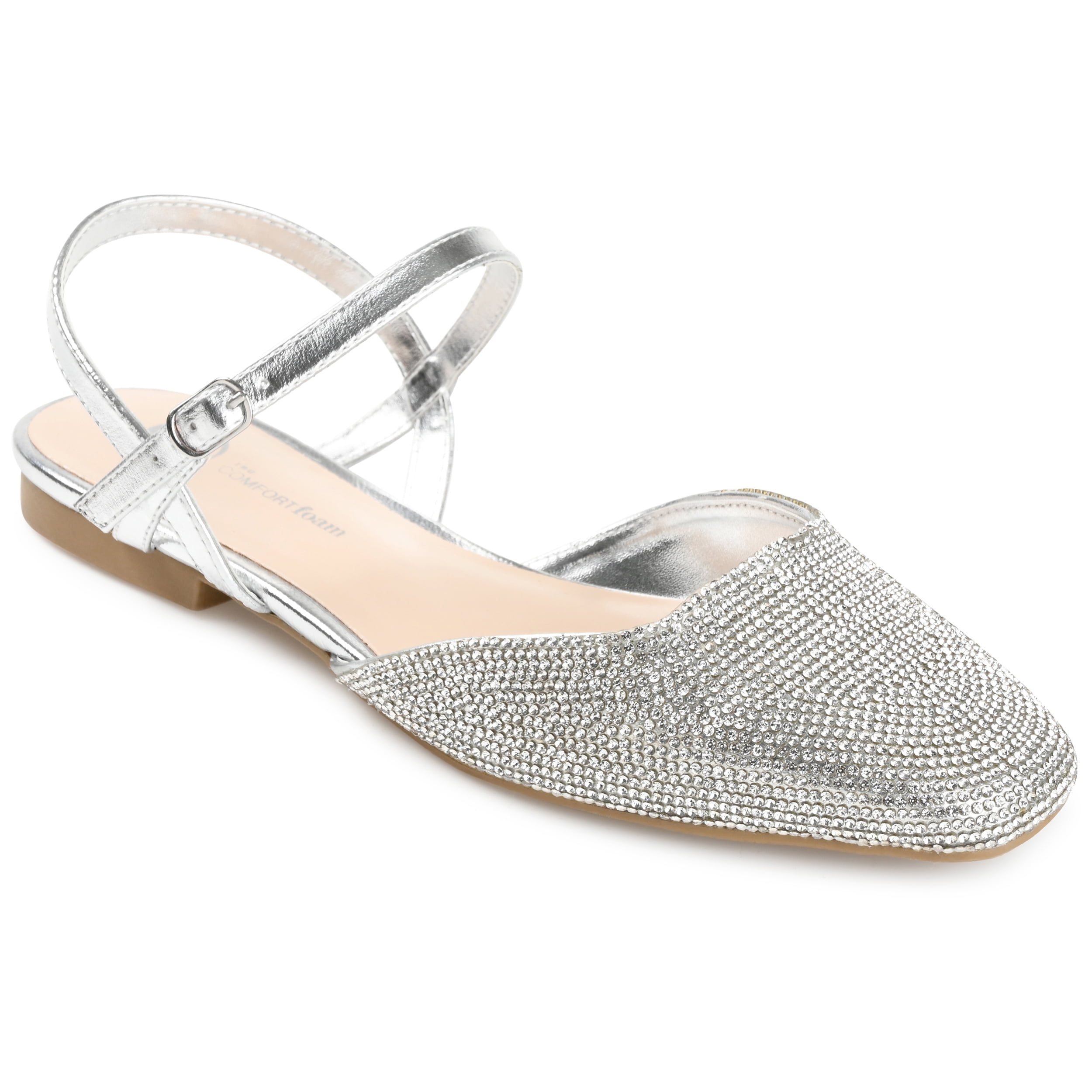 Journee Womens Nysha Narrow Width Buckle Square Toe Ballet Flats