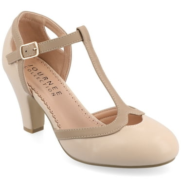 Journee Womens Olina Narrow Width Round Toe High Block Heel Pumps