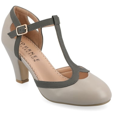 Journee Womens Olina Narrow Width Round Toe High Block Heel Pumps