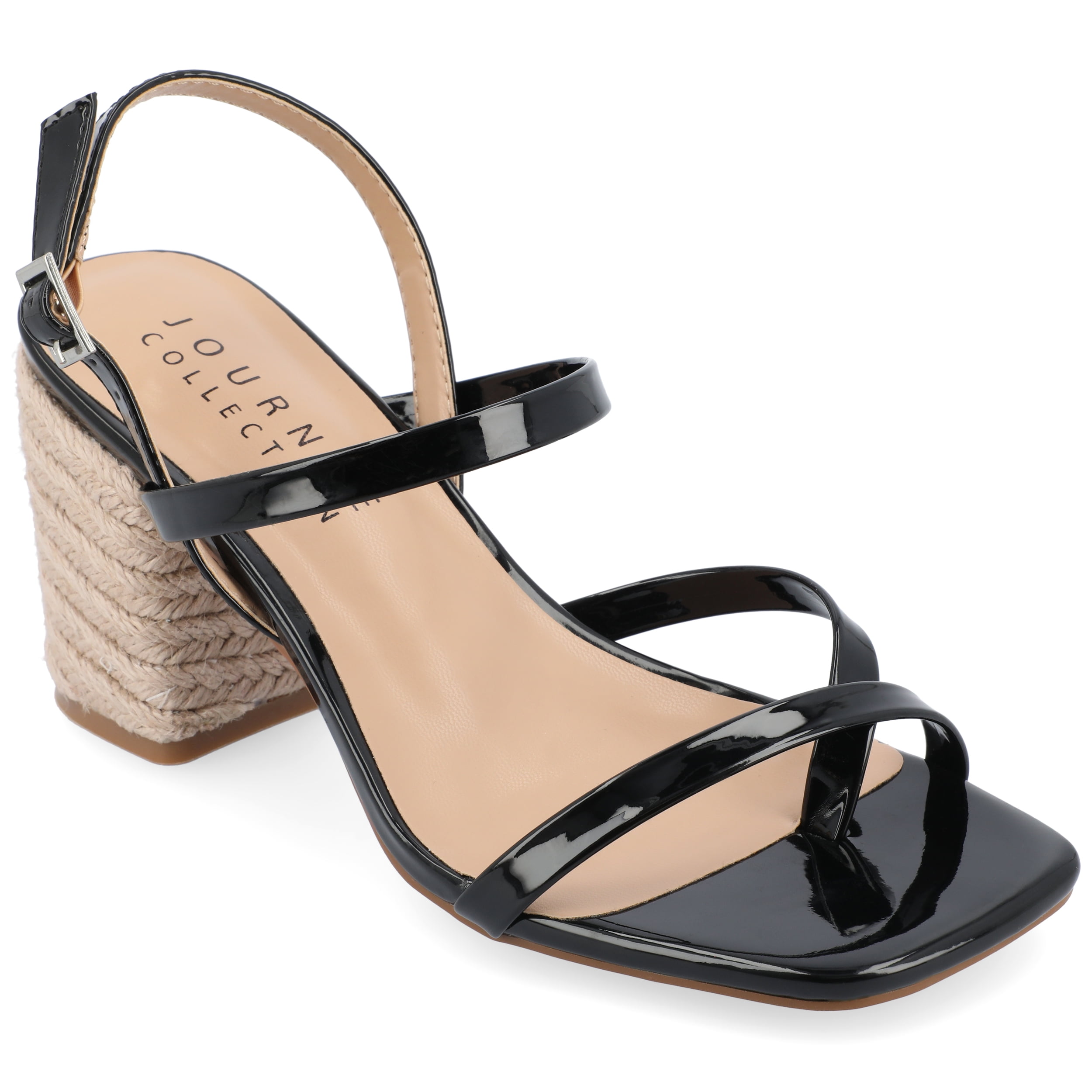 Journee Womens Olivina Jute Covered Block Heel Dress Sandals